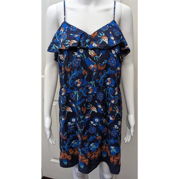Tibi Dress Size 10 Silk Floral Ruffle Top Romcomcore Dinner Date Night Party - Picture 1 of 9